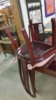 Mid - Century Carved Chinese Mahogany Dining Table 8 Chairs 2 Arm 6 Side Cushions 1900-1950 photo 9