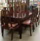 Mid - Century Carved Chinese Mahogany Dining Table 8 Chairs 2 Arm 6 Side Cushions 1900-1950 photo 2
