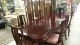 Mid - Century Carved Chinese Mahogany Dining Table 8 Chairs 2 Arm 6 Side Cushions 1900-1950 photo 3