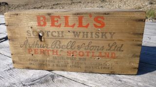Antique Bells Scotch Whiskey Crate Box Handmade Tote Case Liquor 1920 Bootlegger photo