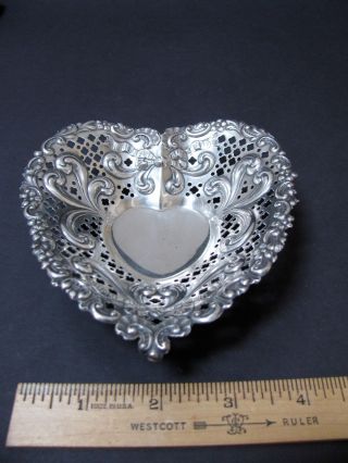 Gorham Sterling Silver Filigree Heart Candy Nut Trinket Dish 966 photo