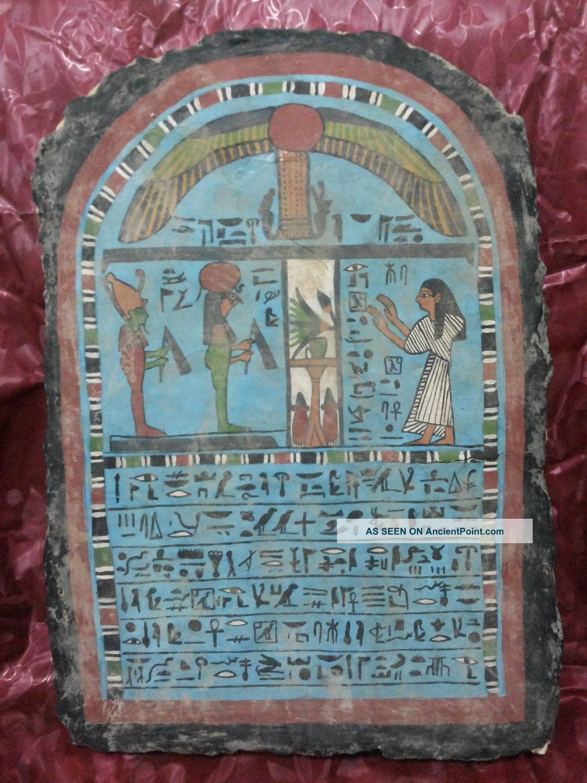 Ancient Egyptian Wooden Board Of God Amun & Hours Egyptian photo