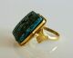 Antique High Karat 22k Yellow Gold Egyptian Blue Faience Eye Of Horus Seal Ring Egyptian photo 3