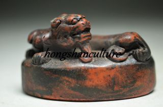 Special Chinese Old Rock Stone Skillfully Carved Auspicious Beast Seal Ad17 photo