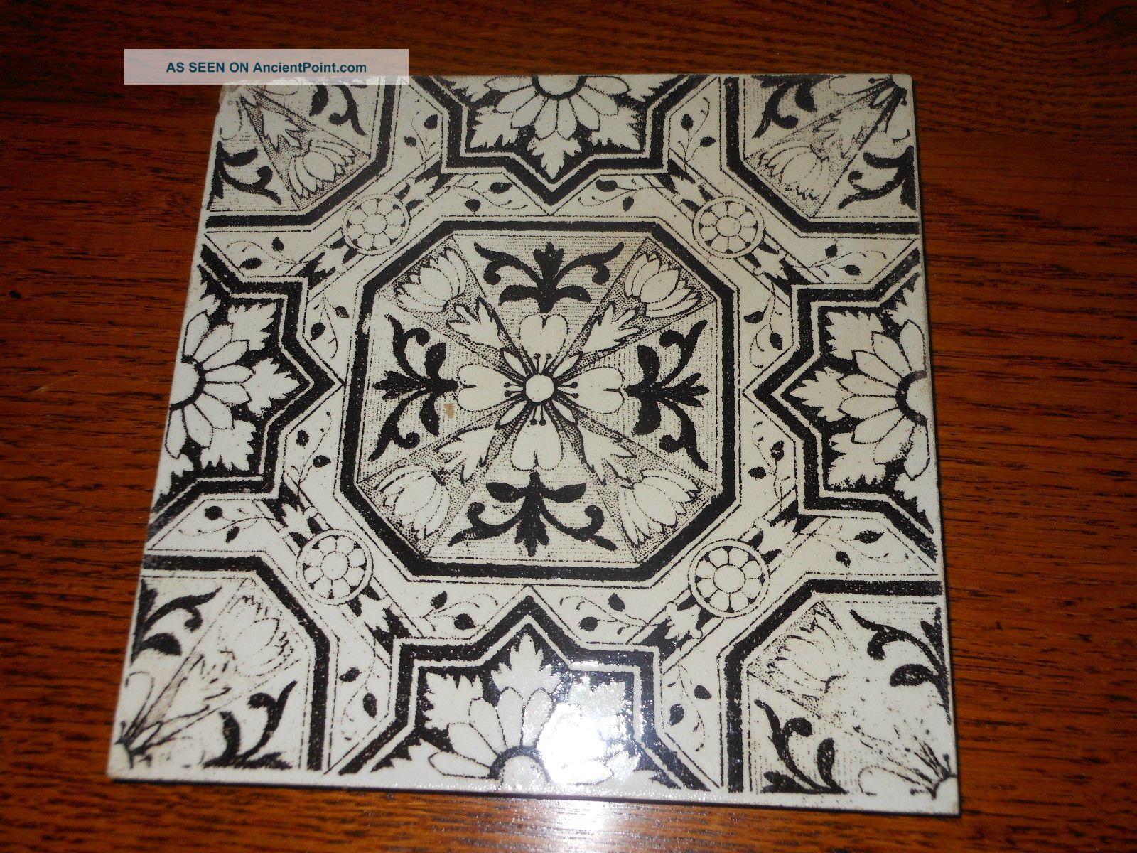 Antique Arts And Craft Tile Art Nouveau Majolica Black Transfer 6x6 27 Architectural & Garden photo