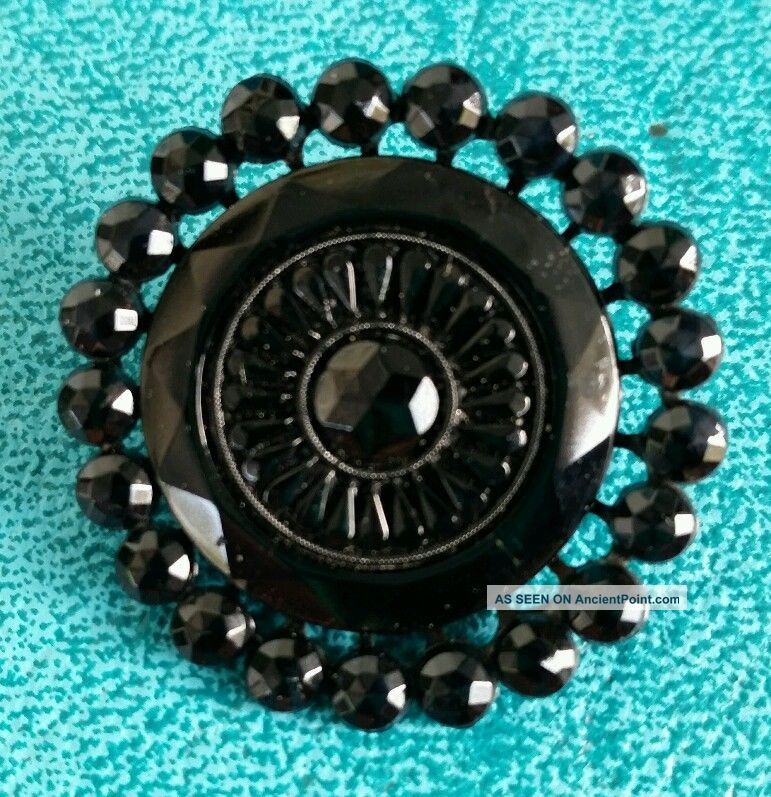 Antique Button,  Open Work Black Glass,  Facet,  Mourning Button Buttons photo