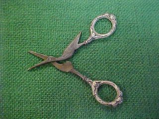 Antique Sterling Stork Sewing Scissors photo
