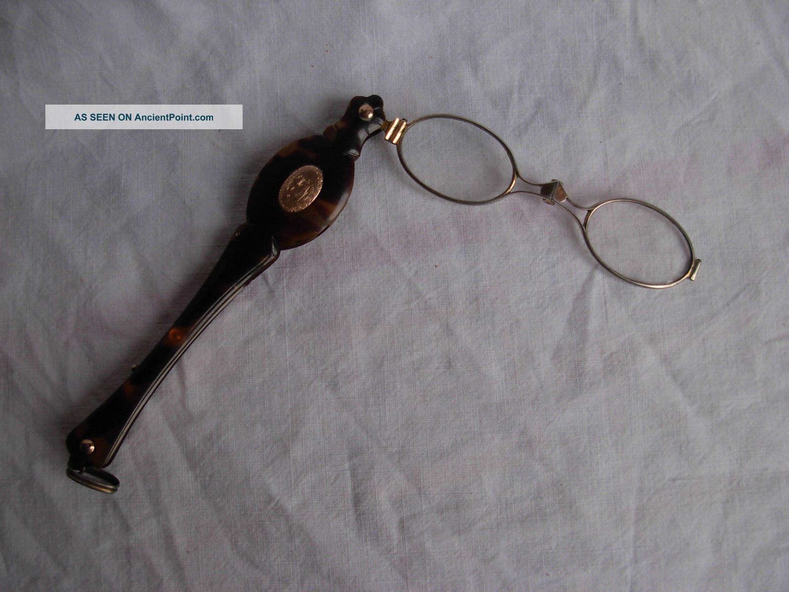 Antique French Solid Silver Faux Turtoise Shell Folding Lorgnette,  Late 19th. France photo