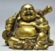 Chinese Buddhism Bronze Brass Happy Laugh Maitreya Buddha Yuanbao Money Statue Buddha photo 1