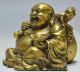 Chinese Buddhism Bronze Brass Happy Laugh Maitreya Buddha Yuanbao Money Statue Buddha photo 2