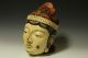 Japanese Antique Big Buddhist Statue Noh Mask Edo Temple Gold Foil Leaves 19c Statues photo 1