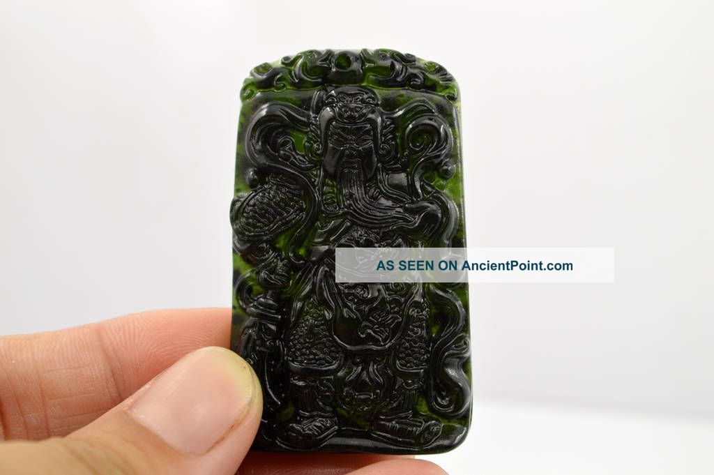 Chinese Fine Natural Nephrite Black Jade Carving Pendant Pomp威风凛凛 Necklaces & Pendants photo