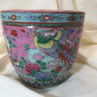 Large Antique Famille Rose Phoenix Bird Pattern Jardine/vase Marked Nippon Nr photo