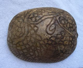 Unusual Carved Gourd Bowl W/ Sea Life - Octopus - Eel - Fish - Age? Origin? photo
