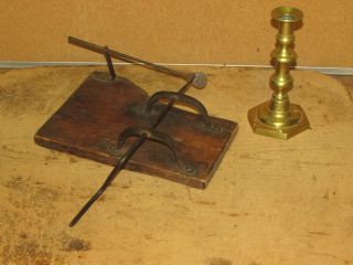 Very Rare Early 18th C Apple Peeler In Red Paint And Great Early Iron photo
