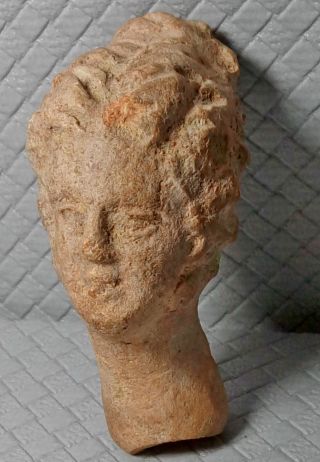 Ancient Roman Clay Woman Head Sculpture photo