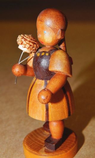 Vintage/antique Hand Carved Wood Miniature Little Girl Figurine German / Swiss photo