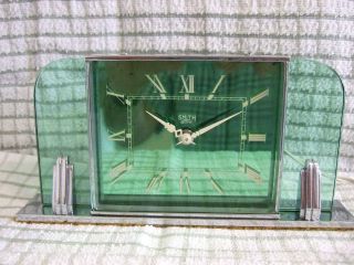 Smiths Sectric Green Art Deco Mantle Clock 1930s /40s photo