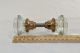 Vintage Pair Crystal Glass Brass Base Door Knobs Circle Shape 2 Inch Door Knobs & Handles photo 4