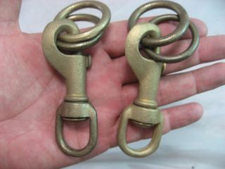 Solid Brass Swivel Pair Chain Hook Vintage photo