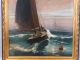 Antique Art Deco Era Seascape Fishing Boat Sailboat Nautical Maritime Painting Other Maritime Antiques photo 3