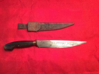 Philippines Sheath Knife Vintage Antique Ww1 ? Ww2 ? Souvenir ? photo