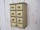 Old Primitive Seven Drawers Painted Wood Apothecary Spice Cabinet Box Aafa Primitives photo 4