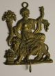 Queen Sitting On Lion French Antique Architectural Wall Hook Gilt Bronze Brass Hooks & Brackets photo 3
