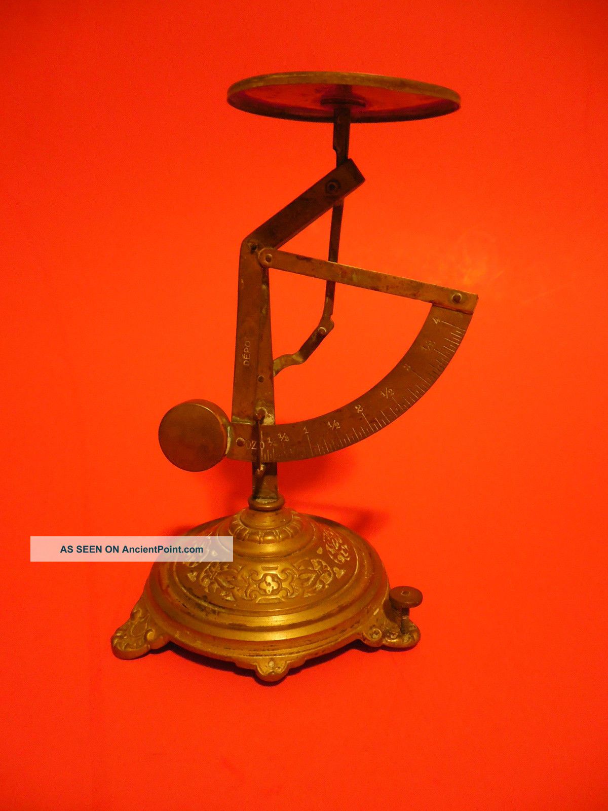 Antique Ornate Brass German Postal Scale Scales photo