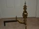 Vintage Neoclassical Brass Fireplace Andirons Short Leg Hearth Ware photo 1