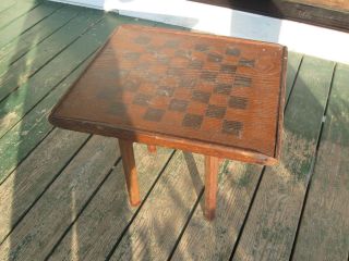 19th Century Checkerboard On Small Stand For Child Size Primitive Game Board photo