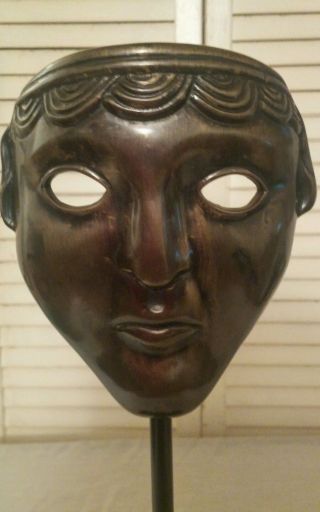 Modern Sarreid Iron/metal/brass Face Head Mask Sculpture Made In Spain.  Brass photo
