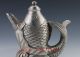Collectible Decorated Old Handwork Tibet Silver Carved Big Fish Tea Pot Teapots photo 1