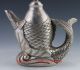 Collectible Decorated Old Handwork Tibet Silver Carved Big Fish Tea Pot Teapots photo 2