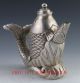 Collectible Decorated Old Handwork Tibet Silver Carved Big Fish Tea Pot Teapots photo 5