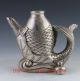 Collectible Decorated Old Handwork Tibet Silver Carved Big Fish Tea Pot Teapots photo 6