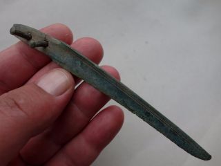 Ancient Celtic Bronze Blade Razor Or Medical Cutting Tool photo