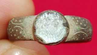 Medieval Ring With Glass Intact - Circa 1400 Ad - Detecting Find photo