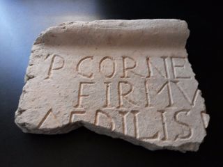 Ancient Rare Roman Tile Tegulae With Latin Inscription photo