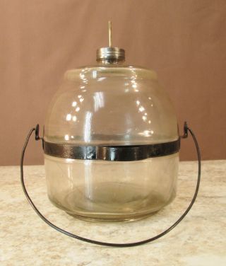 Vintage Kerosene Coal Oil Heater Stove Glass Tank Jar Jug With Lid 8 