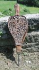 19thc Mahogany Fireside Bellows With Carved Wild Cat To Handle Other Antique Woodenware photo 9