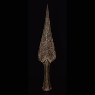 Persian Iron Spear Tip With Chisel Engraved Surface,  Circa 18h C B.  C.  X9374 photo