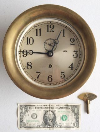 & Running 1955 - 1959 Nautical Chelsea Ship ' S Clock W Hinged Bezel & 6  Dial photo