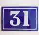 Old French House Number Sign Door Gate Plate Plaque Enamel Steel Metal 31 Blue Signs photo 2