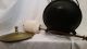Vintage Cast Iron Pot Cauldron Kettle W Brass Lid Fire Starter Pumice Wand Hearth Ware photo 5