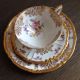 Reichenbach Vintage Antique German Porcelain China 3 Piece Teacup Gold Rose Cups & Saucers photo 1