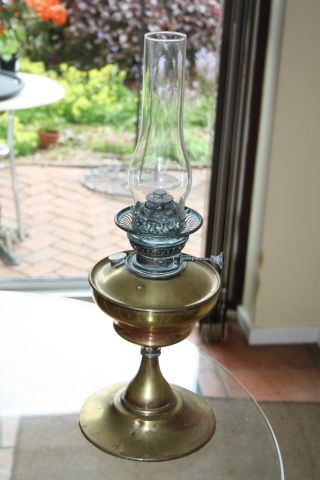 Antique Veritas Large Brass Oil Lamp Very Good Uncleaned photo