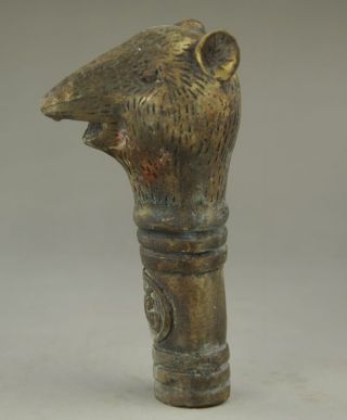 11cm Chinese Brass Zodiac Year Animal Auspicious Mouse Copper Head Statue photo