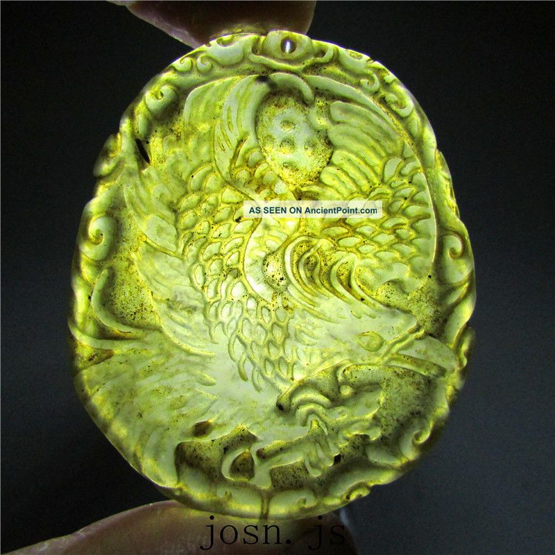Chinese Antique Natural Old Jade Culture Eagle Hand - Carved Pendant Necklace 8 Necklaces & Pendants photo