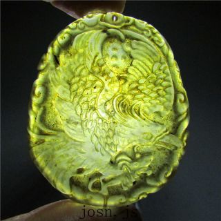 Chinese Antique Natural Old Jade Culture Eagle Hand - Carved Pendant Necklace 8 photo